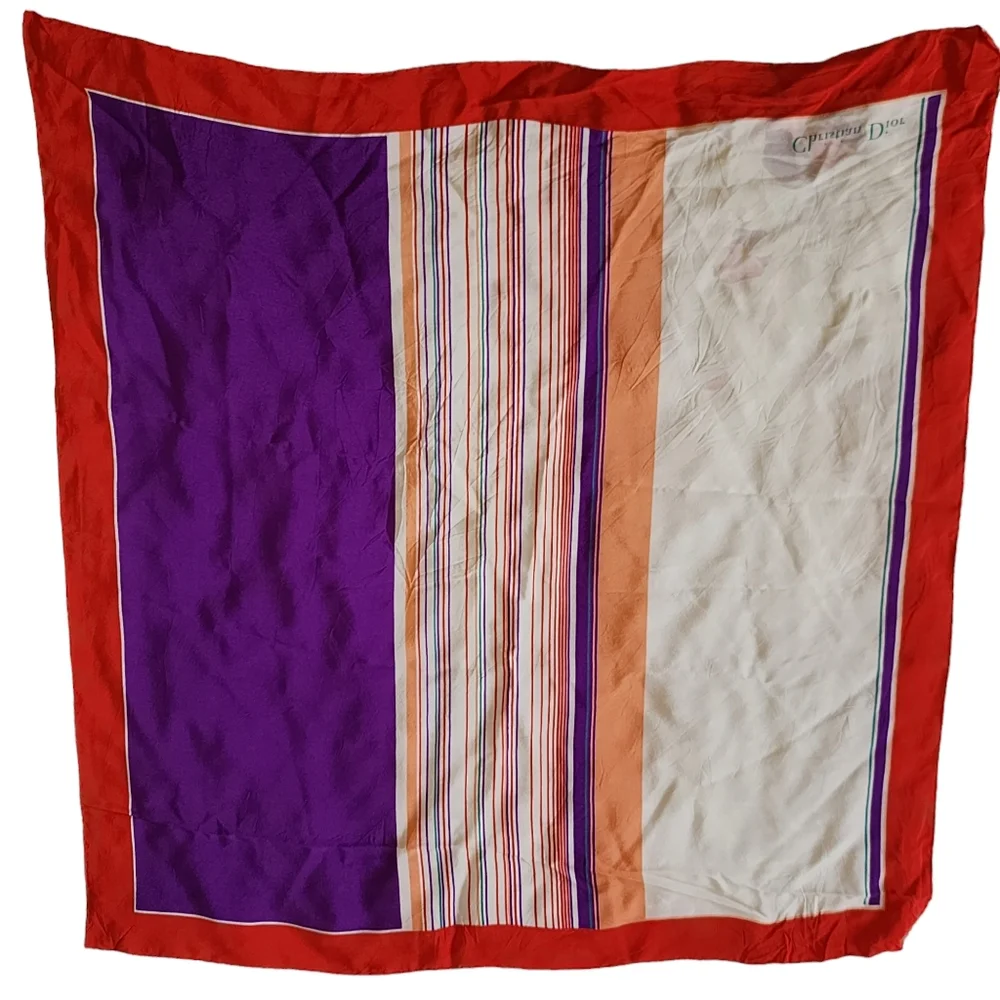 Christian Dior Striped Hand-Rolled Silk Scarf 30